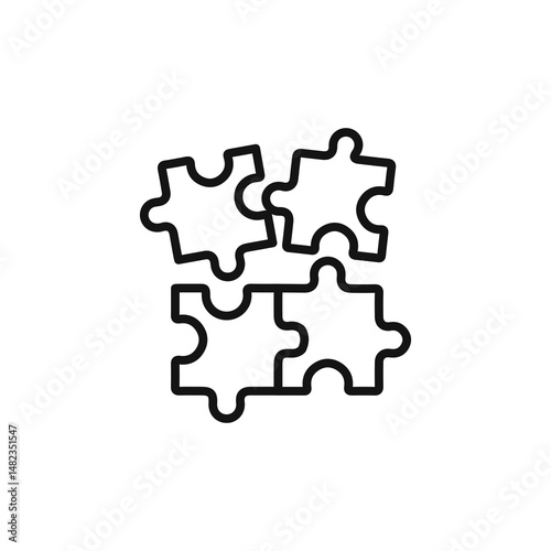 Puzzle icon on white background. Editable stroke.