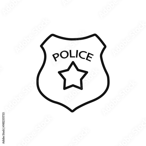 Police officer badge icon on white background. Editable stroke.