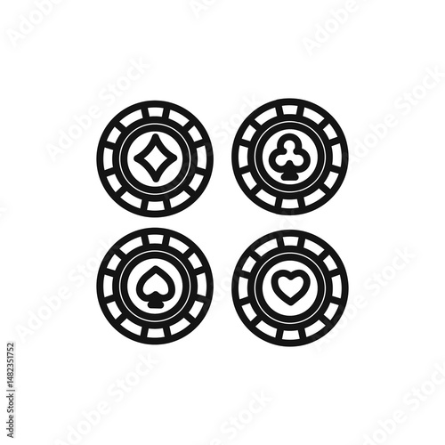 Poker chips icon on white background. Editable stroke.