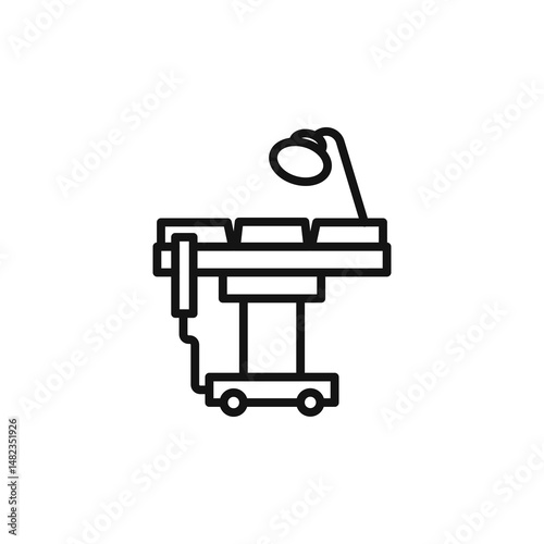 Operating table icon on white background. Editable stroke.