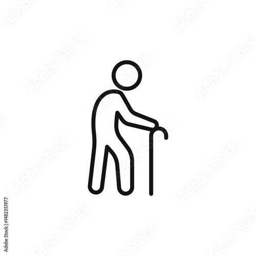 Old man icon on white background. Editable stroke.