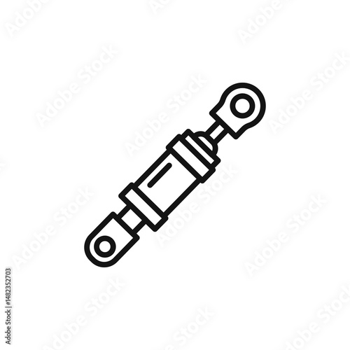 Hydraulic cylinder icon on white background. Editable stroke.