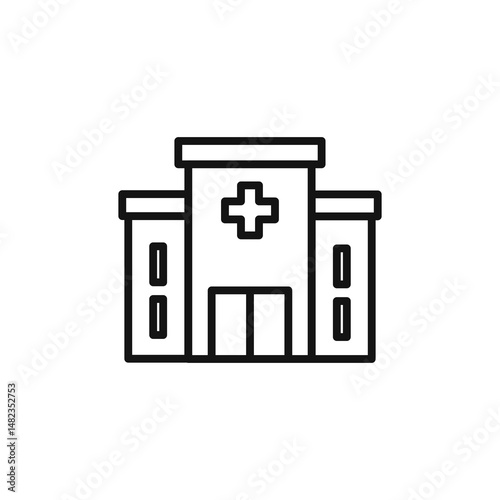 Hospital icon on white background. Editable stroke.