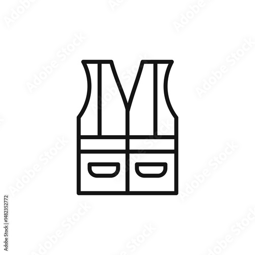 High visibility vest icon on white background. Editable stroke.
