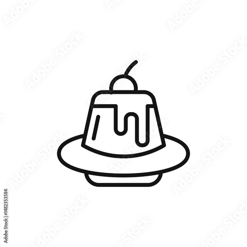Custard pudding icon on white background. Editable stroke.