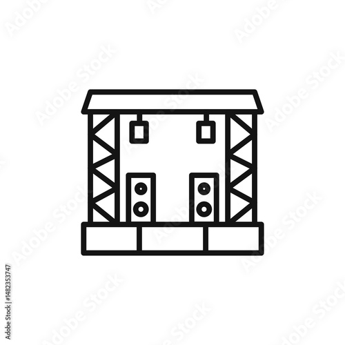 Concert stage icon on white background. Editable stroke.
