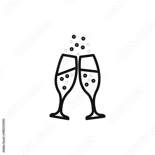 Champagne glass icon on white background. Editable stroke.