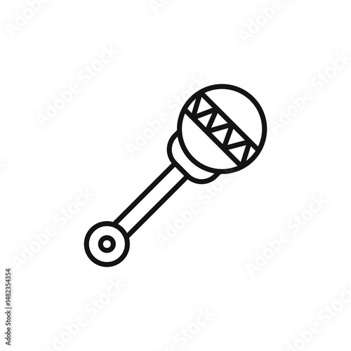 Baby rattle icon on white background. Editable stroke.