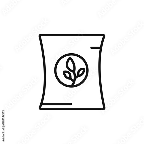 Bag of plant fertilizer icon on white background. Editable stroke.