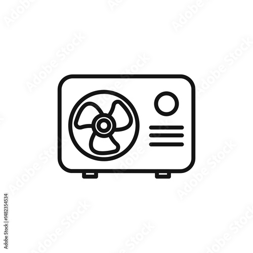 Ac outdoor unit icon on white background. Editable stroke.