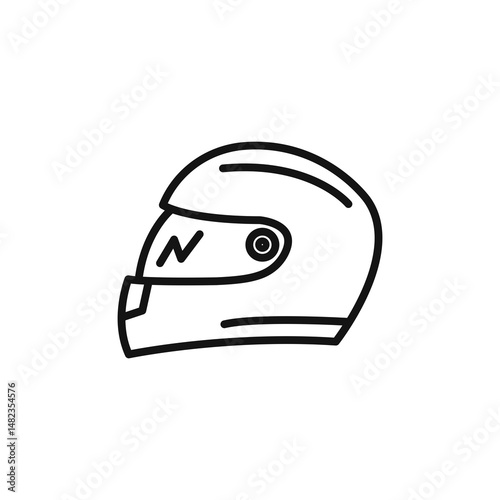 motorcycle helmet icon on white background. Editable stroke.