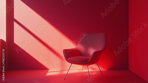 Wallpaper Mural Pink red minimalist chair with shadows in dramatic light for interior decor design image photo Torontodigital.ca