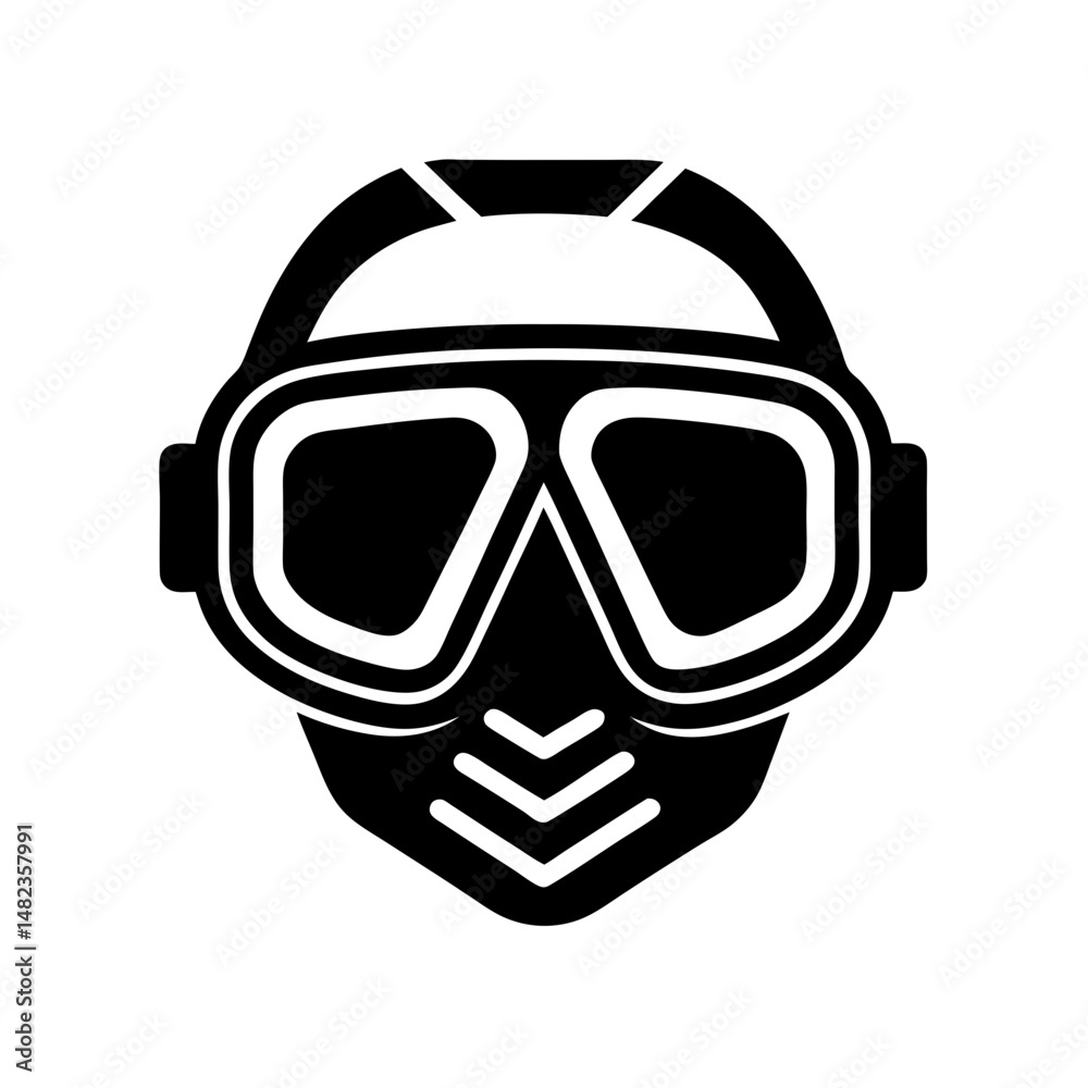 Diving mask simple black silhouette vector illustration