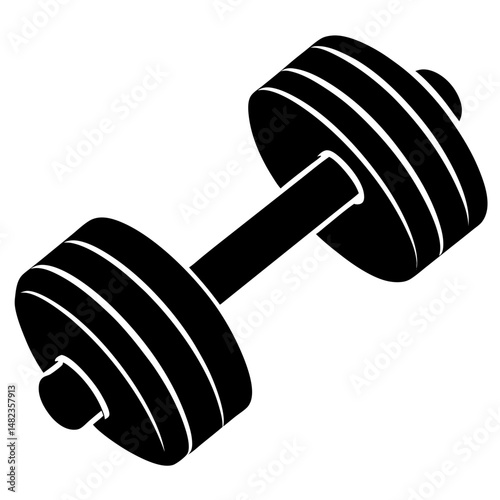 Heavy dumbbell weight silhouette vector illustration