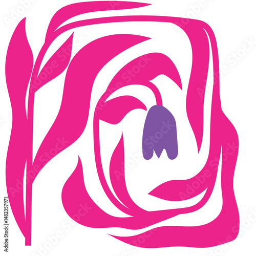 Abstract floral design in hot pink and purple