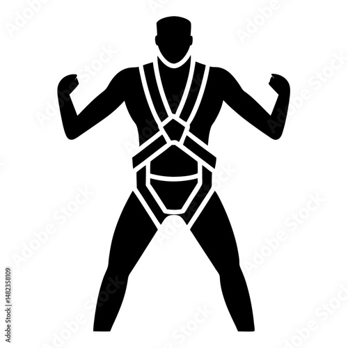 Man with harness silhouette vector illustration