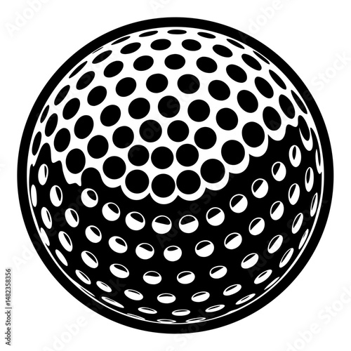 Golf ball detailed black silhouette vector illustration