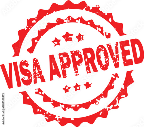 Visa Approved Stamp Icon – Travel, Immigration, Passport, Green Rubber Seal Label