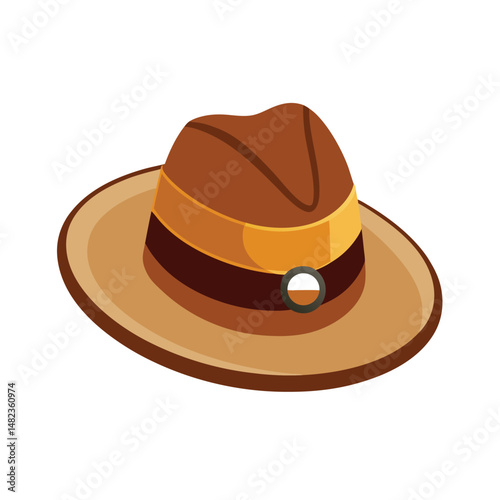 Cowboy hat felt bush hat with leather band and opal vector art illustration