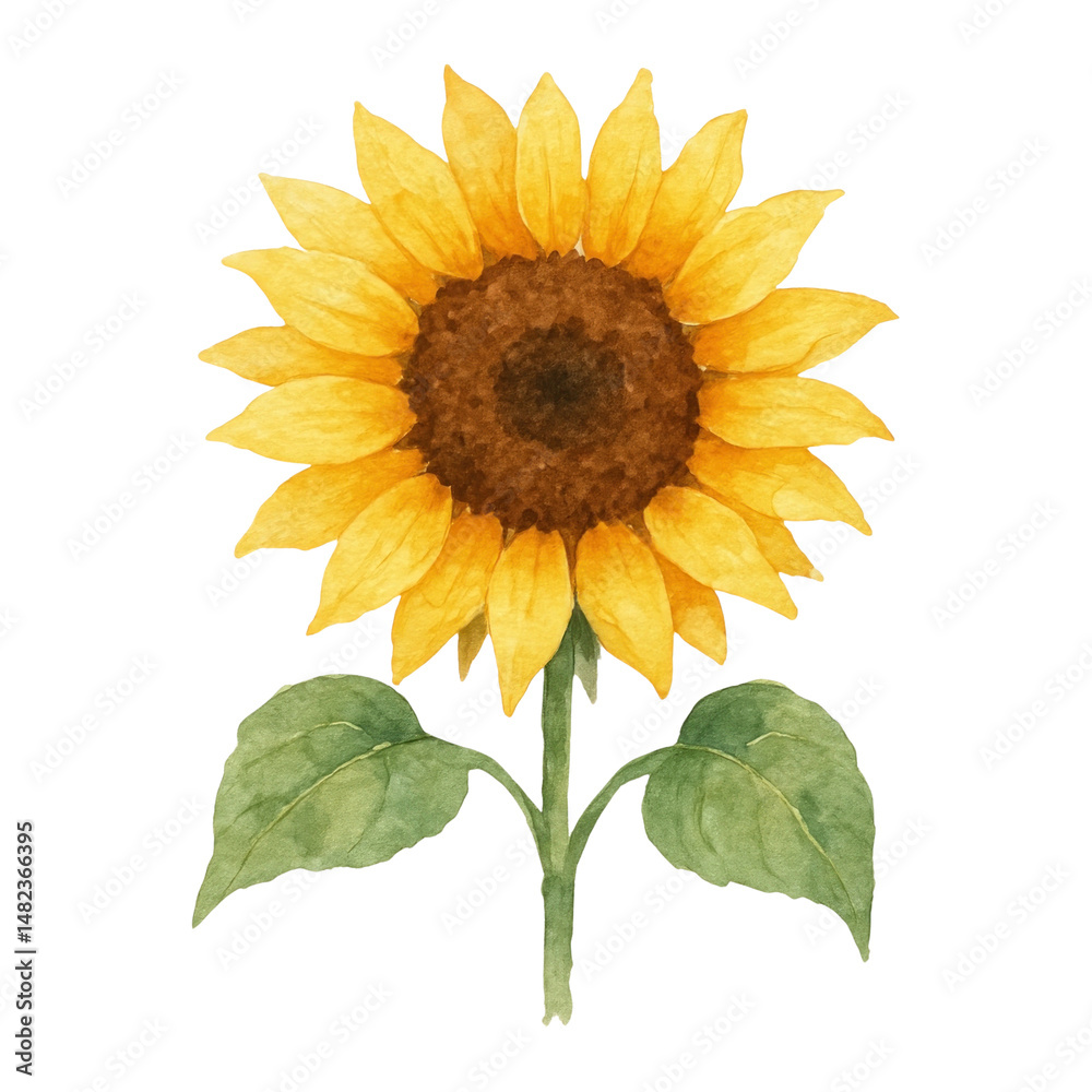 Obraz premium PNG Vibrant watercolor sunflower illustration.