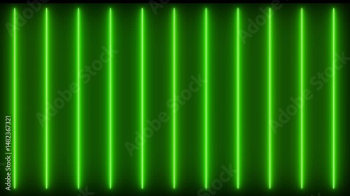 Glowing Neon Line Moving, Neon Sticks Moving On Black Bg, Neon Glowing Line Abstract Motion Background, green Line Standing Seamless Loop Animation On Black Background 4k animation video.