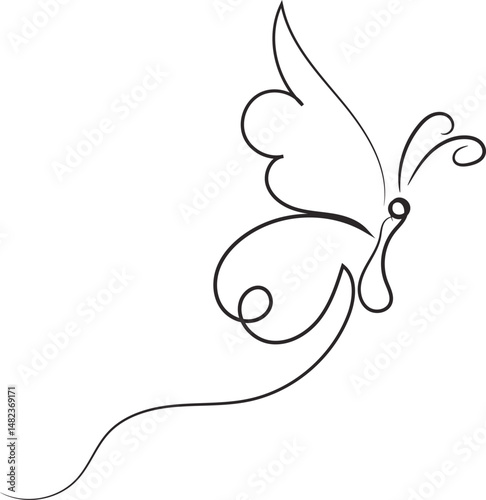 Elegant Single Line Butterfly Drawing Minimalist Nature Illustration