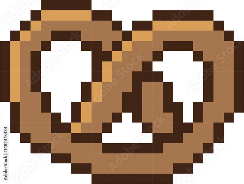 pretzel sweet bakery food dessert 8bit pixel art, flat design png illustration