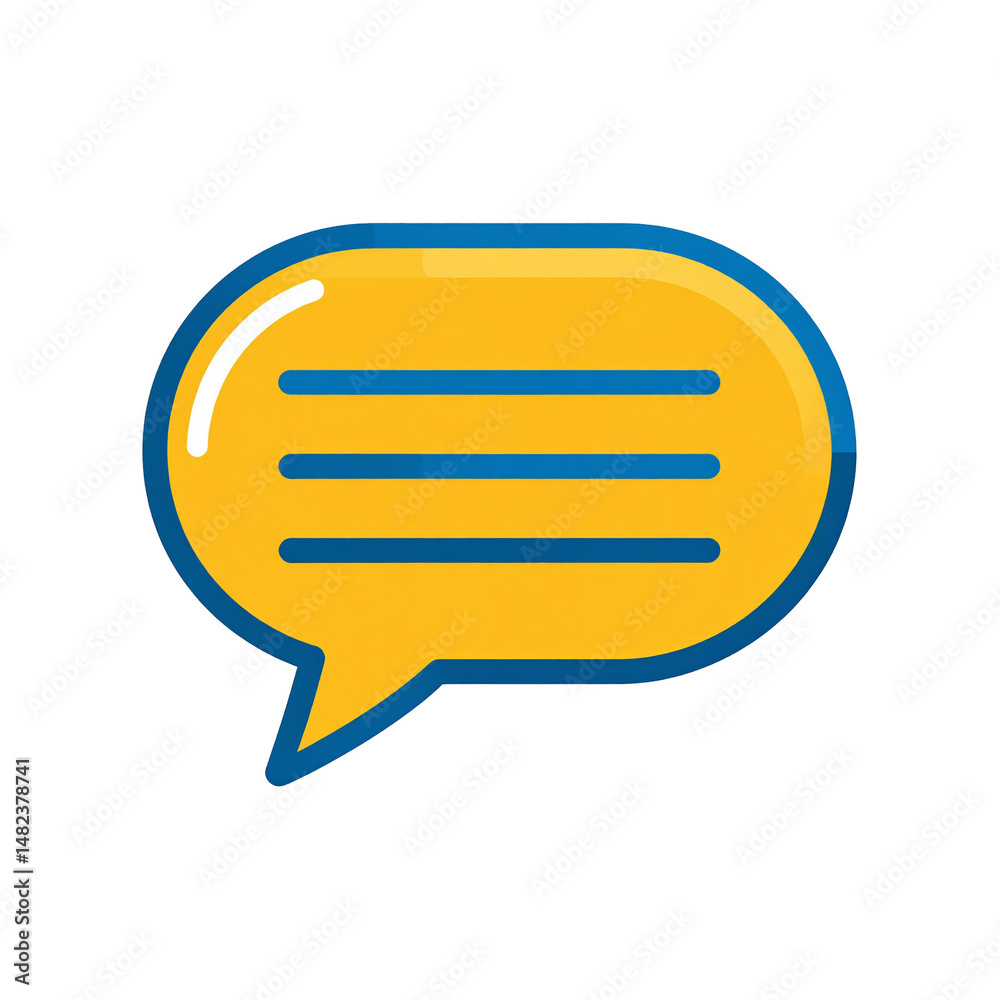 Yellow Speech Bubble Icon Digital Communication Message Yellow Speech Bubble Icon Digital Communication Message