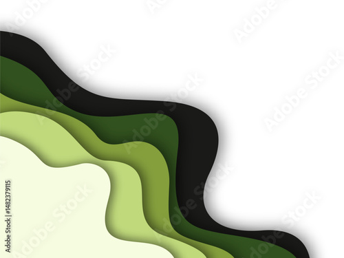 Abstract Wavy Paper Cut Layered Corner