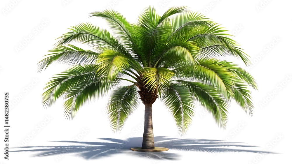 Obraz premium Cut out large tropical palm tree with shadow isolated on white background