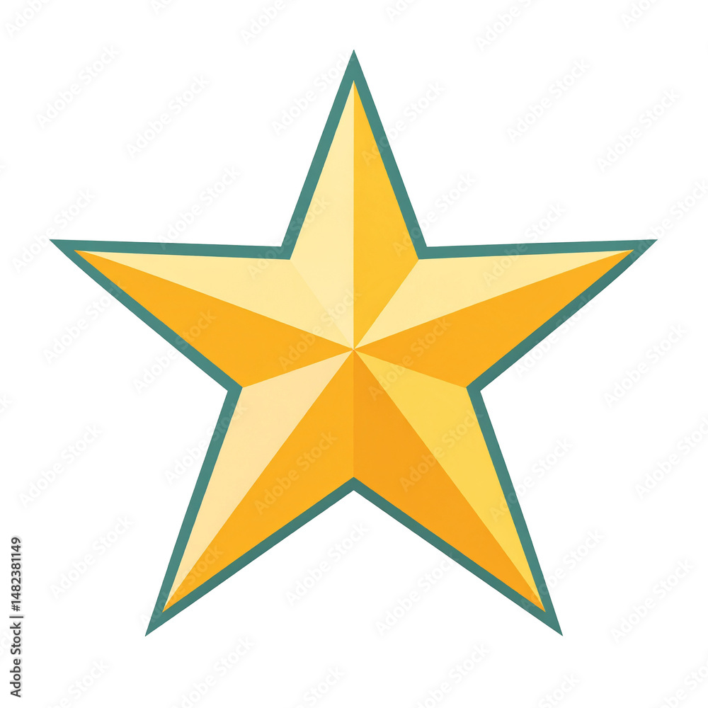 Fototapeta premium Golden Five Pointed Star Award Icon Graphic Design Element