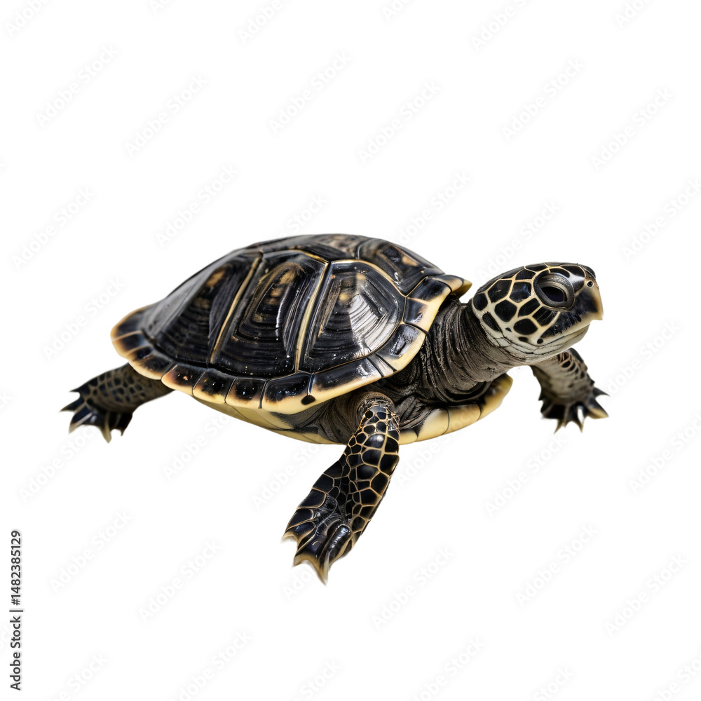 Obraz premium small newborn turtle on a transparent background