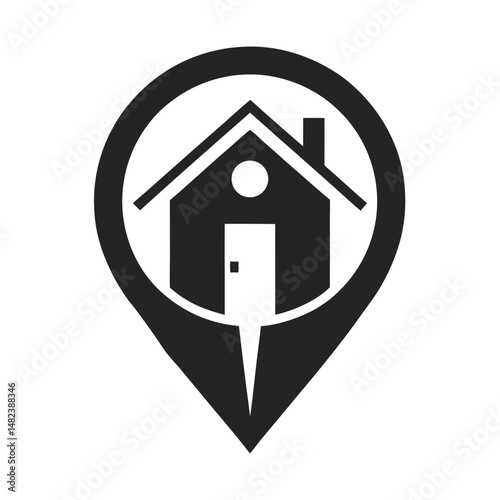house icon simple black and white geometric