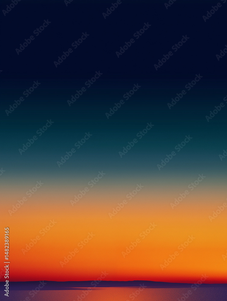 Naklejka premium Ocean Sunset Gradient Sky with Warm Tones and Calm Horizon – AI Generated