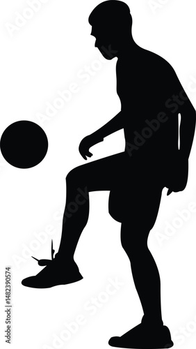 Silhouette Male Footballer practise with Football