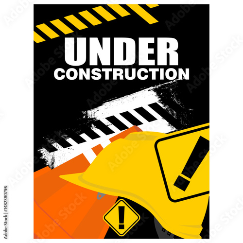 Under Construction, board and sign vector