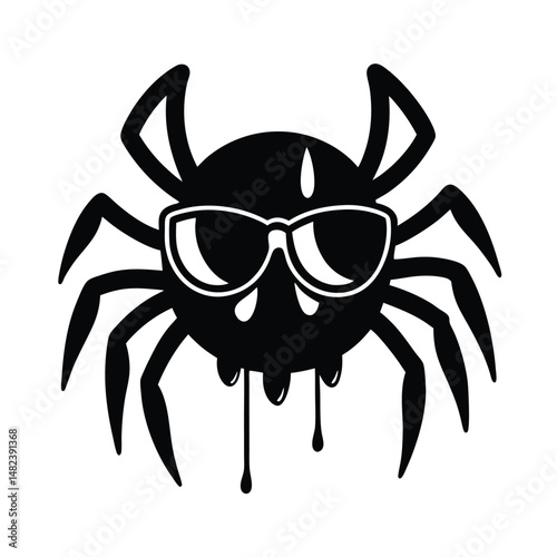 spider with sunglasses  slime on white