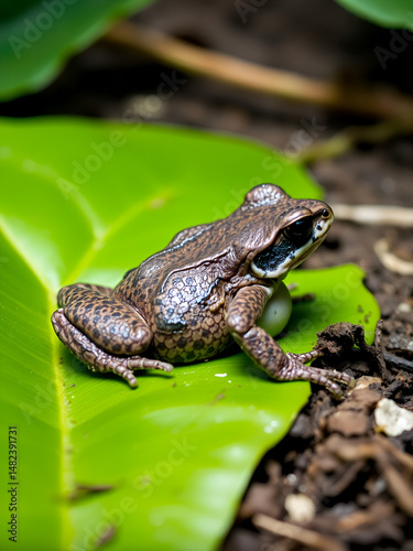 a male Surinam toad painstakingly brooding eggs in his back