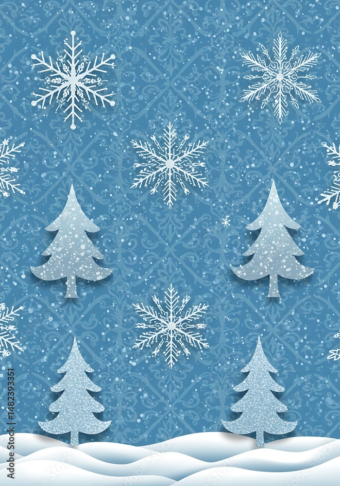Obraz premium Winter's Gentle Embrace: A Festive Digital Design