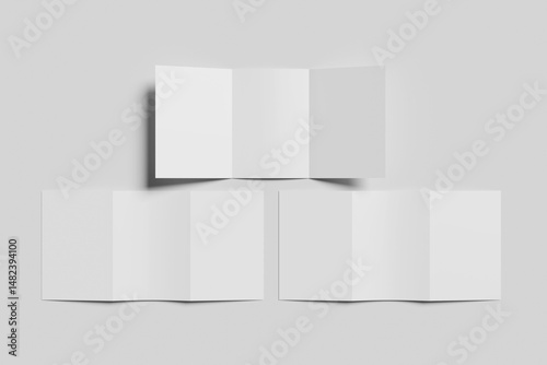 Blank A4 tri-fold brochure for mockup - 3D rendering
