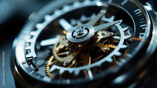 Wallpaper Mural Extreme close-up of a watch mechanical movement showing intricate gears and index markers around the edge of the dial. Time and mechanical accuracy concept Torontodigital.ca