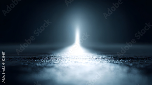 Abstract business background featuring glowing light trails forming data paths in a dark digital space, symbolizing innovation, technology, and fast information transfer.
