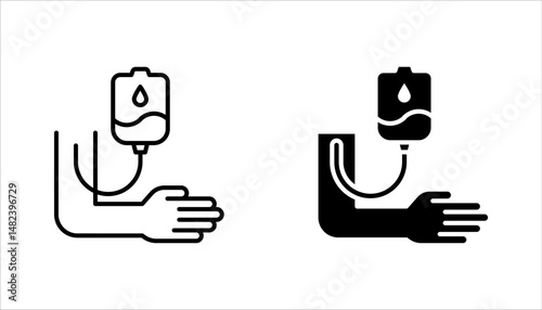 blood donation icon set, transfusion, blood donor life charity donation volunteer, vector illustration on white background