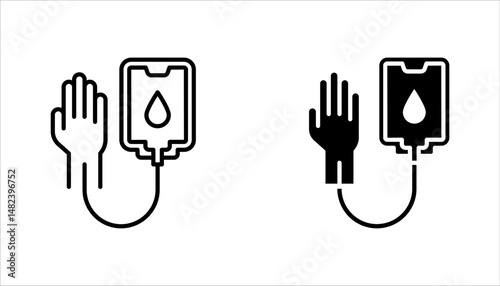 blood donation icon set, transfusion, blood donor life charity donation volunteer, vector illustration on white background