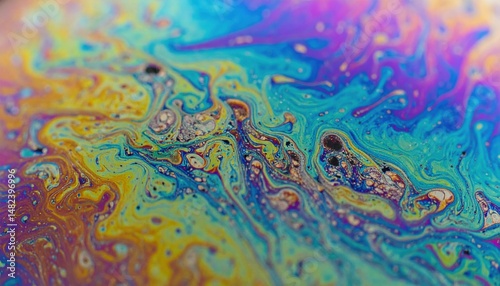 Colorful soap bubble patterns abstract art macro photography vibrant colors close-up fluid dynamics