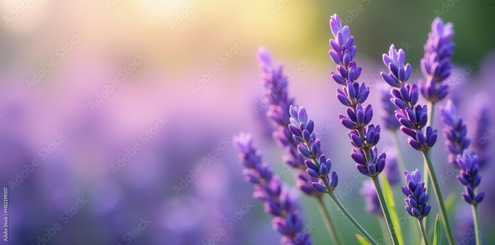 Fototapeta premium Horizontal lavender bunch, soft focus, isolated , arrangement, nature, aromatic