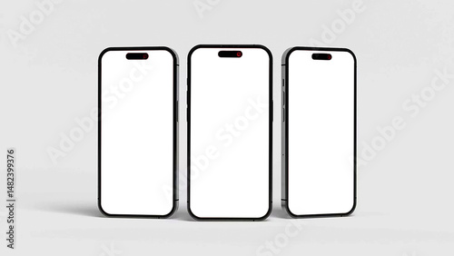 Hand holding smart phone on white background technology Mobile phone screen mockup