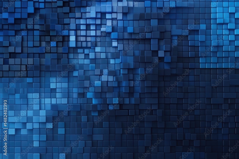 Fototapeta premium Pixelated Blue Gradient Mosaic with Digital Texture
