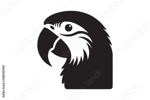 simple and unobtrusive  Parrot head vector silhouette illustration isolated in white background