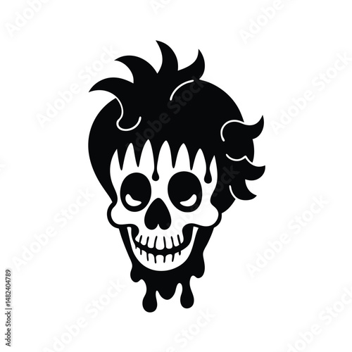 skull with clown hair  slime on white
